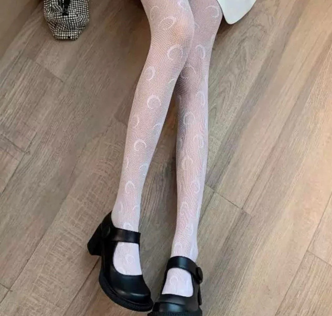 Crescent Moon Net Tights - White 15