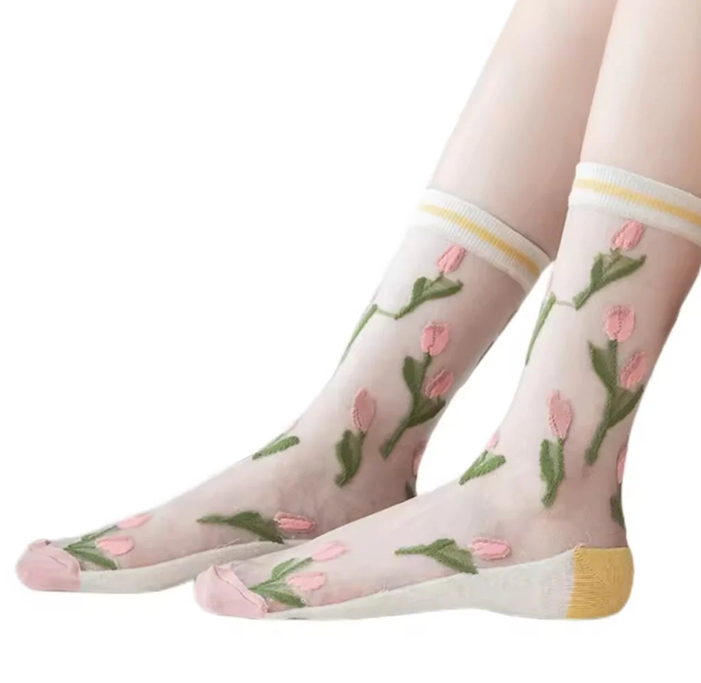 Crystal Tulip Mid Crew Socks - Mini