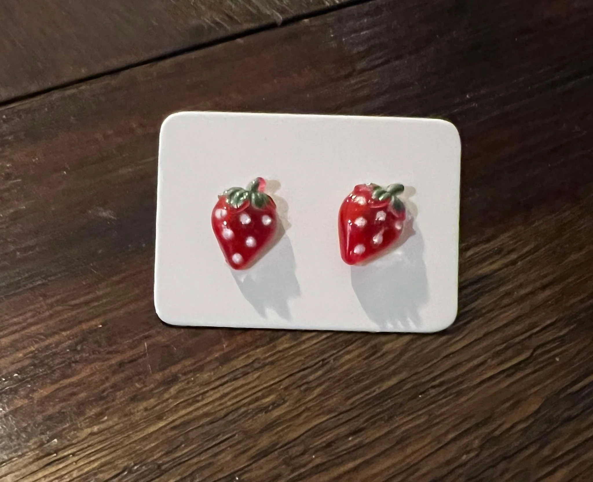 Cuties Mini Stud Earrings - Dark Red Strawberry - Image 2
