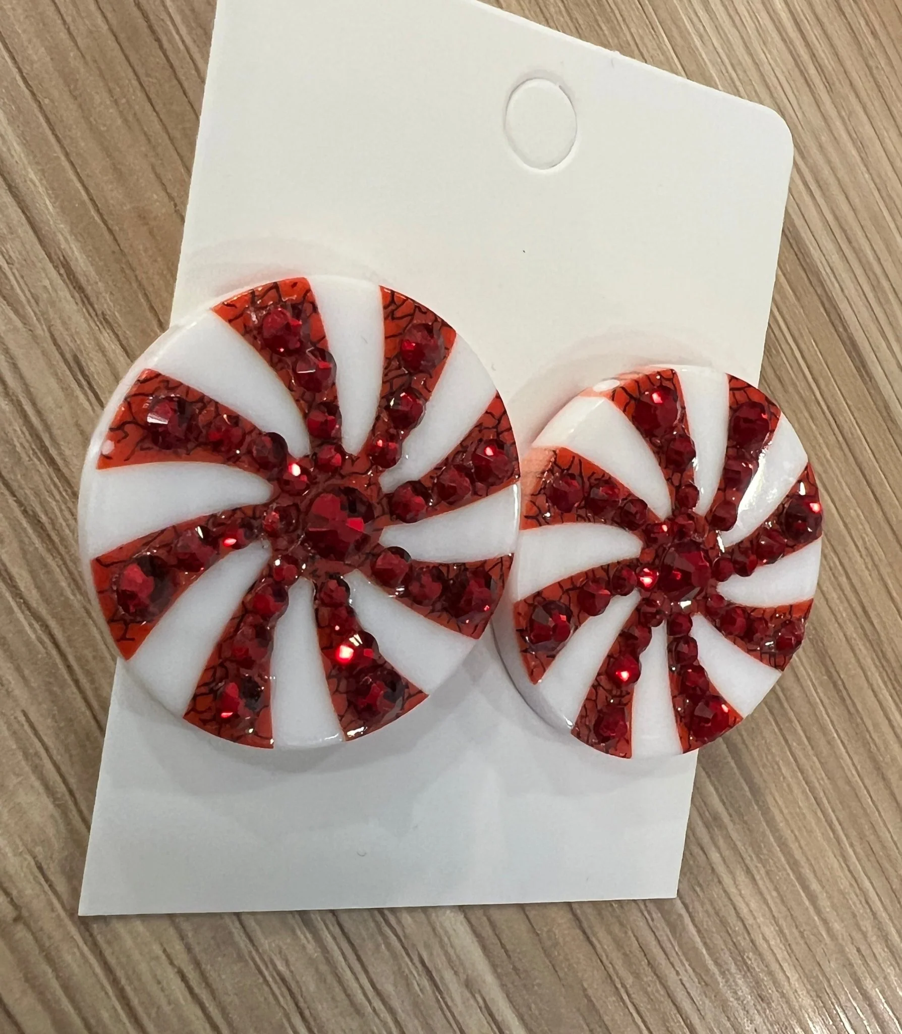Cuties Statement Stud Earrings - Peppermint Pinwheels - Image 2