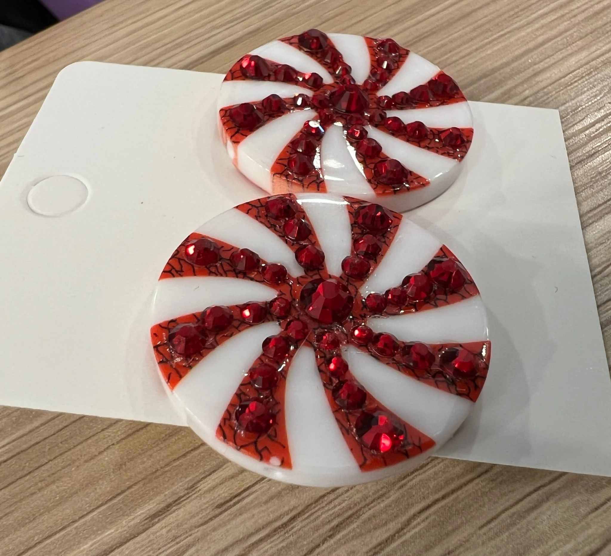 Cuties Statement Stud Earrings - Peppermint Pinwheels - Image 3