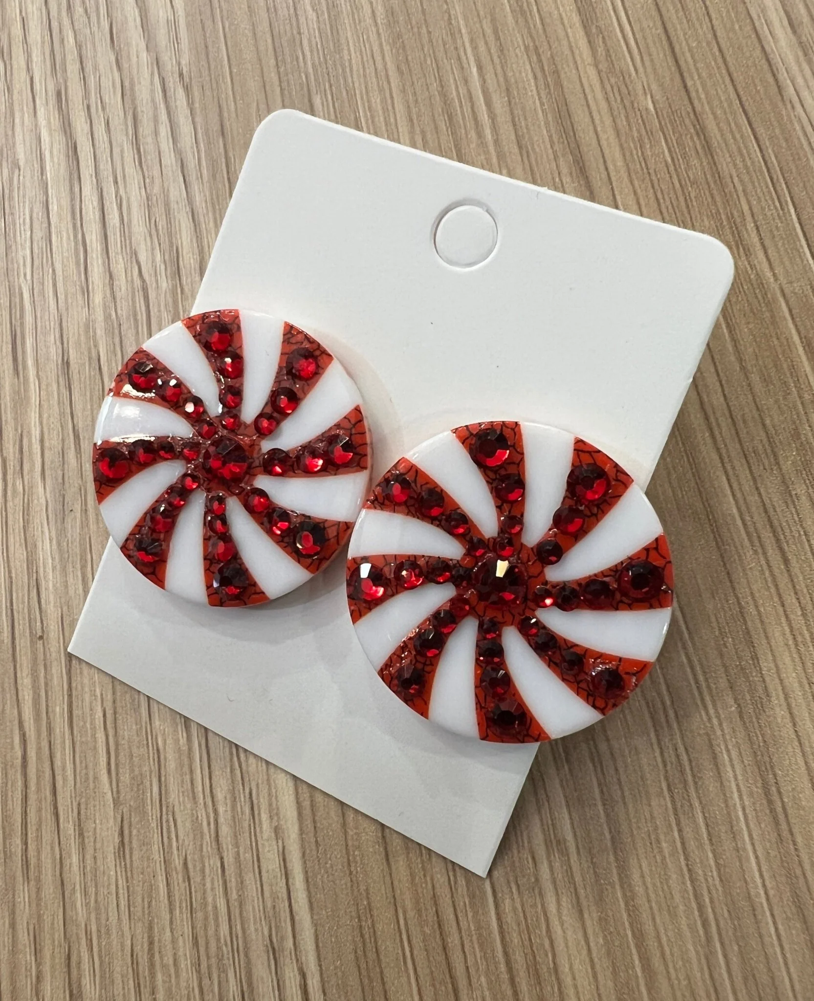 Cuties Statement Stud Earrings - Peppermint Pinwheels - Image 4