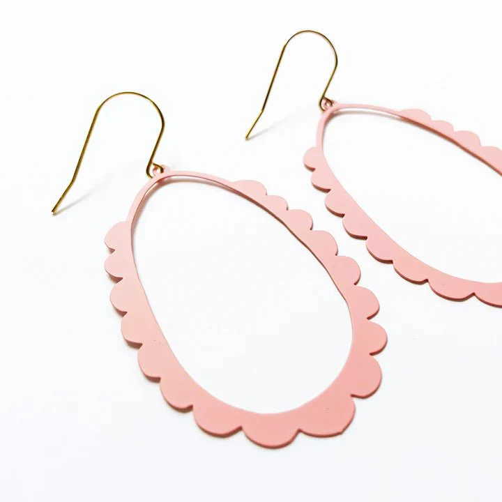 Denz + Co Scallop Hoops - Candy Pink - Image 2