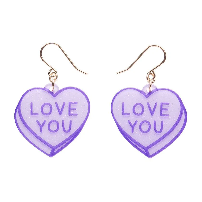 Erstwilder Essentials - Candy Heart Drop Earrings – Purple