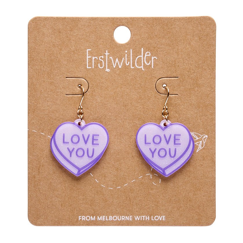 Erstwilder Essentials - Candy Heart Drop Earrings – Purple - Image 2