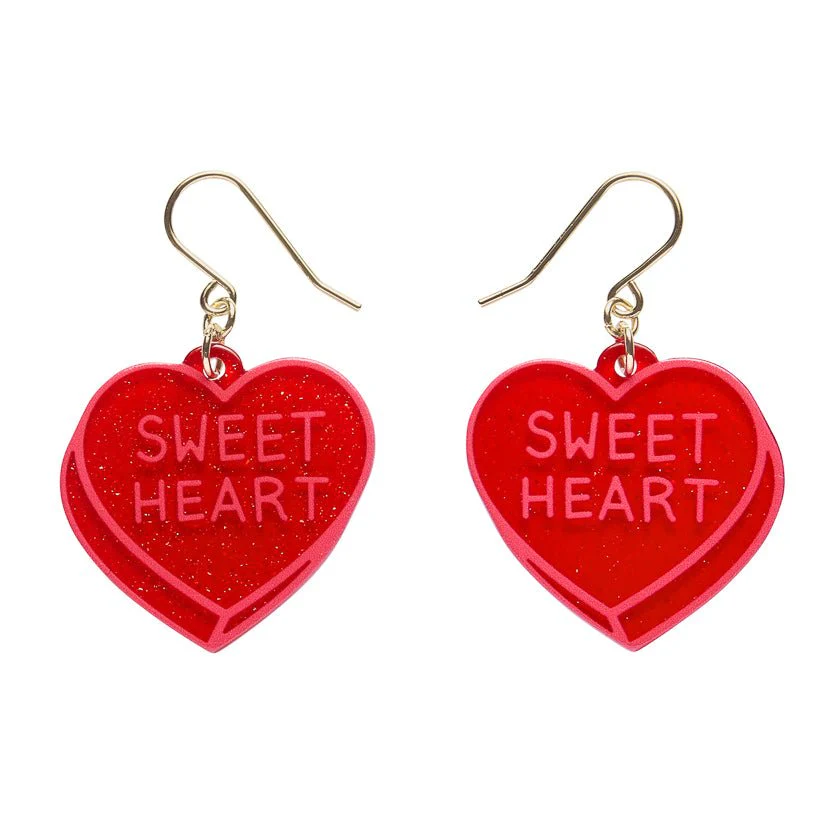 Erstwilder Essentials - Candy Heart Drop Earrings – Red