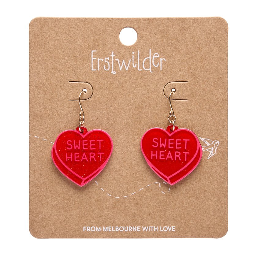 Erstwilder Essentials - Candy Heart Drop Earrings – Red - Image 2
