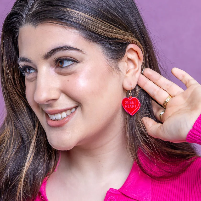 Erstwilder Essentials - Candy Heart Drop Earrings – Red - Image 3