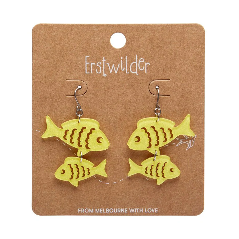 Erstwilder Great Barrier Reef - Fish Friends Drop Earrings - Yellow - Image 2