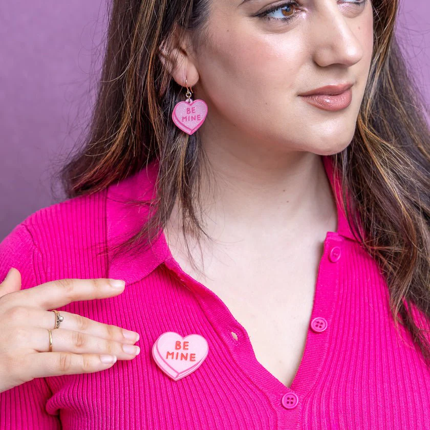 Erstwilder Sweet Valentine - Candy Heart Simplified Mini Brooch – Pink - Image 3