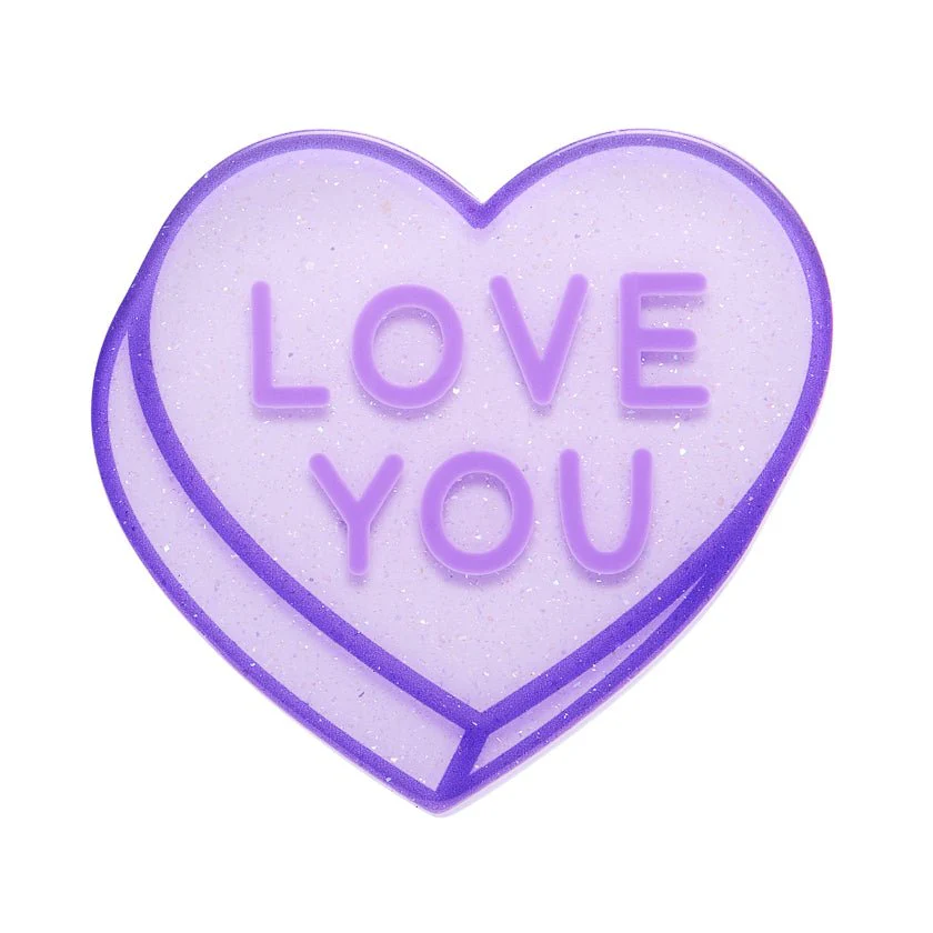 Erstwilder Sweet Valentine - Candy Heart Simplified Mini Brooch – Purple