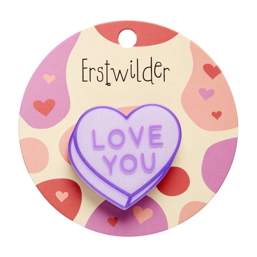 Erstwilder Sweet Valentine - Candy Heart Simplified Mini Brooch – Purple - Image 2