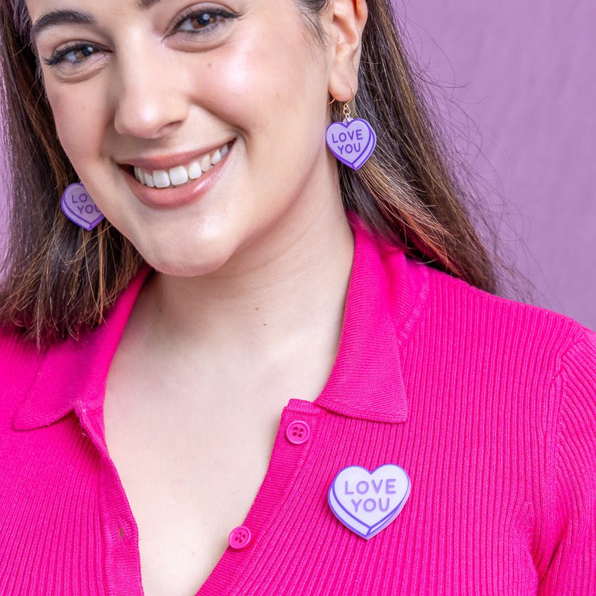 Erstwilder Sweet Valentine - Candy Heart Simplified Mini Brooch – Purple - Image 3