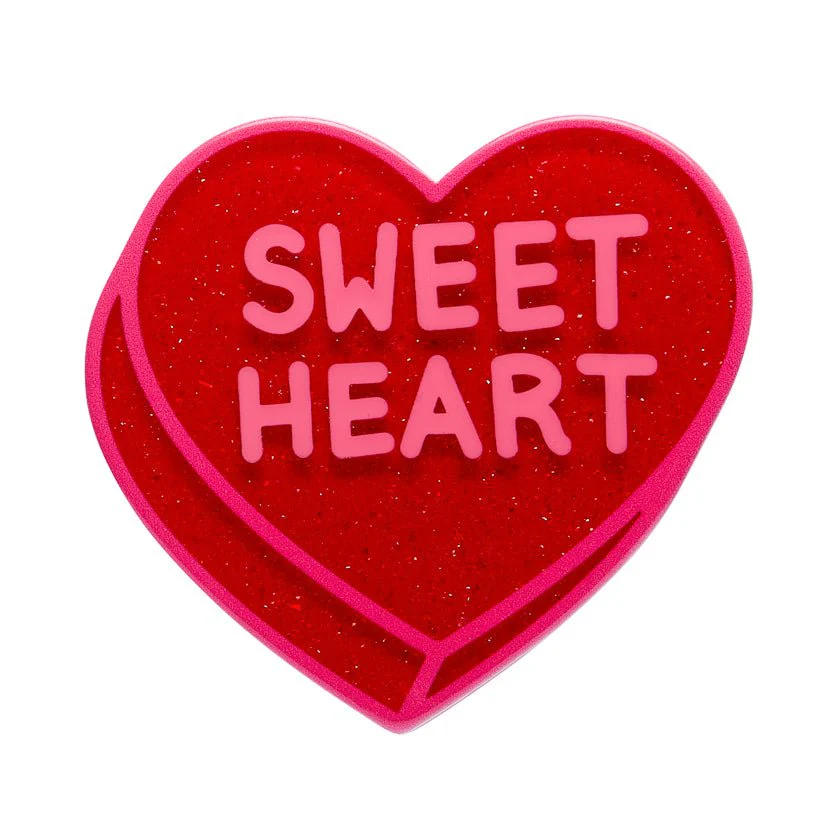 Erstwilder Sweet Valentine - Candy Heart Simplified Mini Brooch – Red