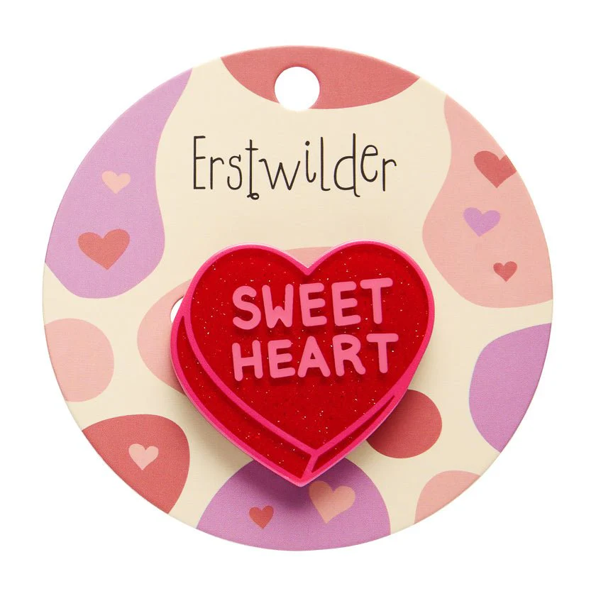 Erstwilder Sweet Valentine - Candy Heart Simplified Mini Brooch – Red - Image 2