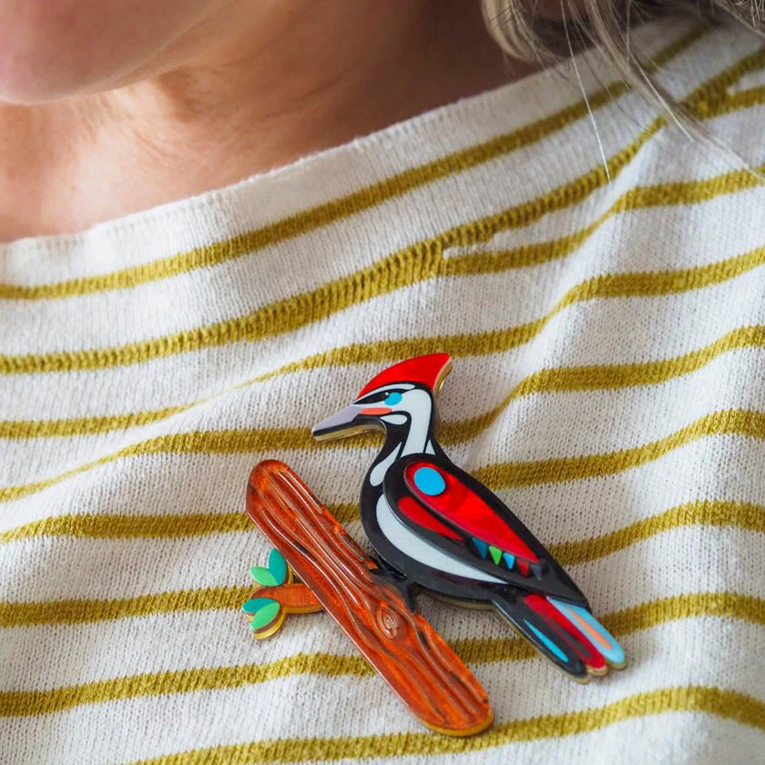 Erstwilder x Pete Cromer - The Persistent Pileated Woodpecker Brooch - Image 2