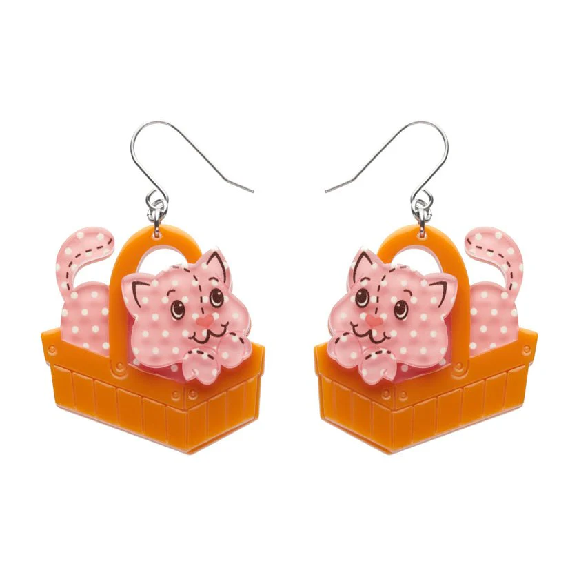 Erstwilder x Strawberry Shortcake - Cozy Custard Cat Drop Earrings