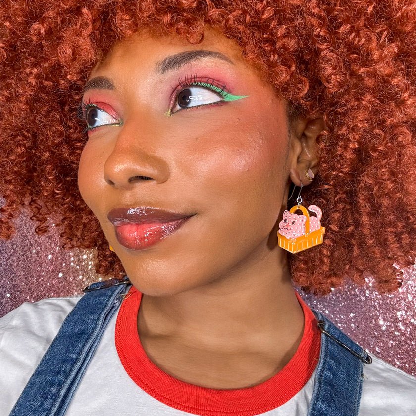 Erstwilder x Strawberry Shortcake - Cozy Custard Cat Drop Earrings - Image 2