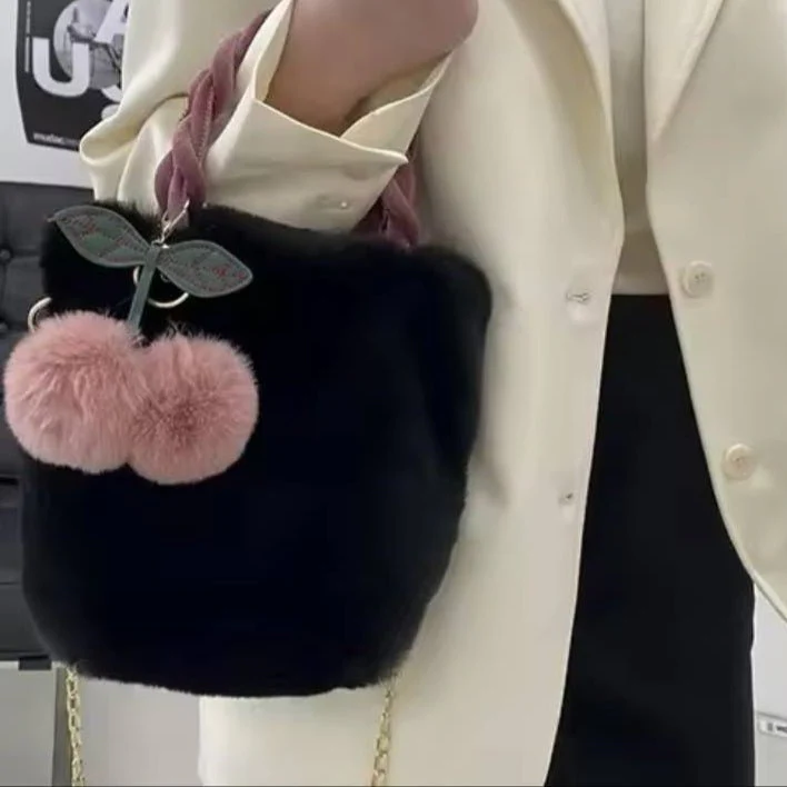 Floof Mini Bucket Bag - Black - Image 4