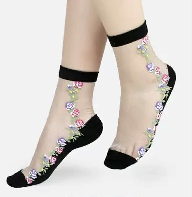 Flora Sheer Ankle Socks (8 Colours!) - Image 6