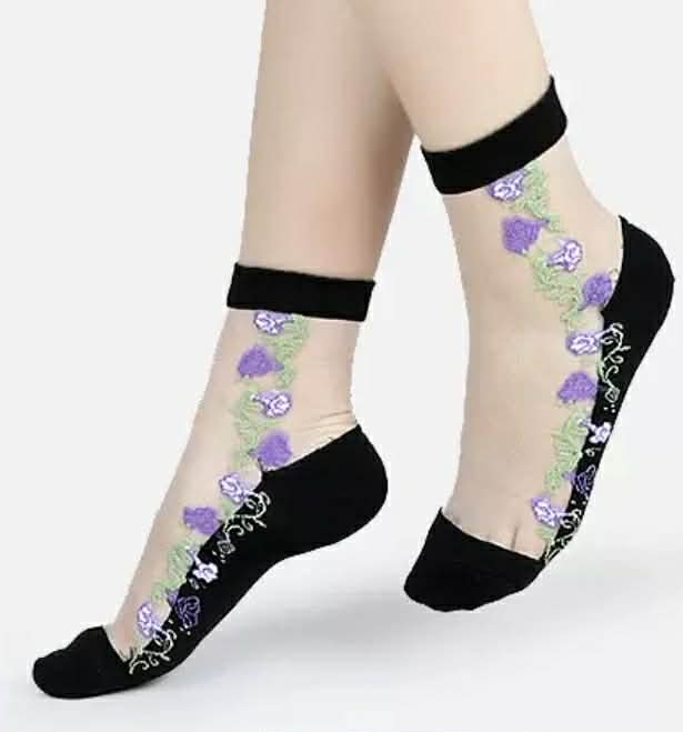 Flora Sheer Ankle Socks (8 Colours!) - Image 8