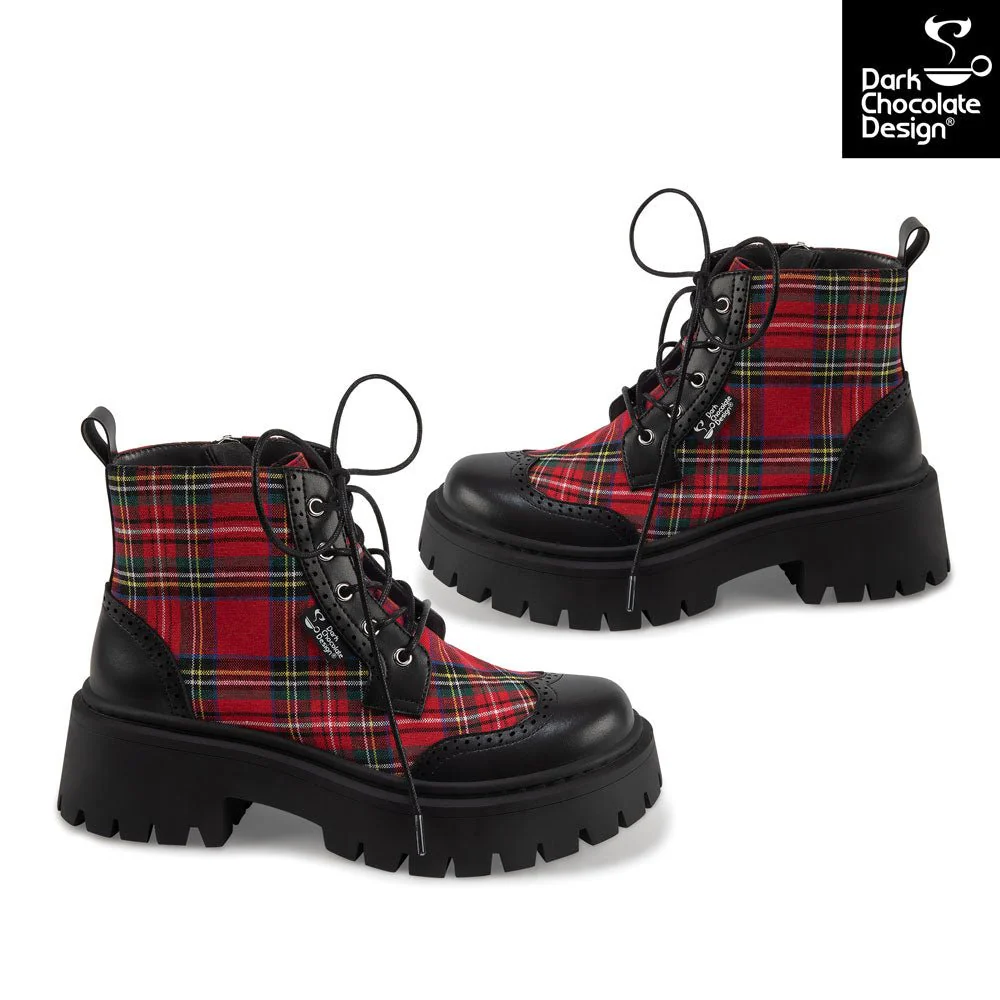 Hot Chocolate Design - Red Tartan Boots - Image 3