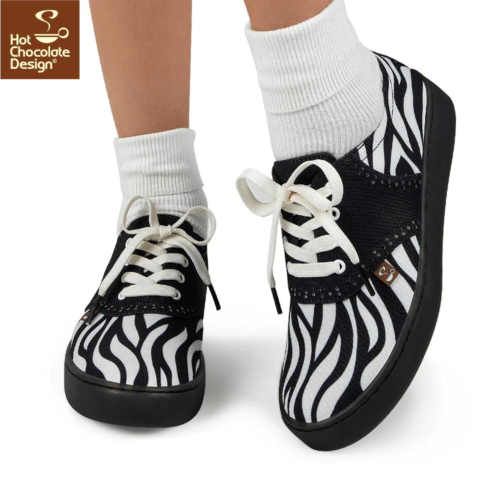 Hot Chocolate Design - Saddle Sneakers - Zebra - Image 3