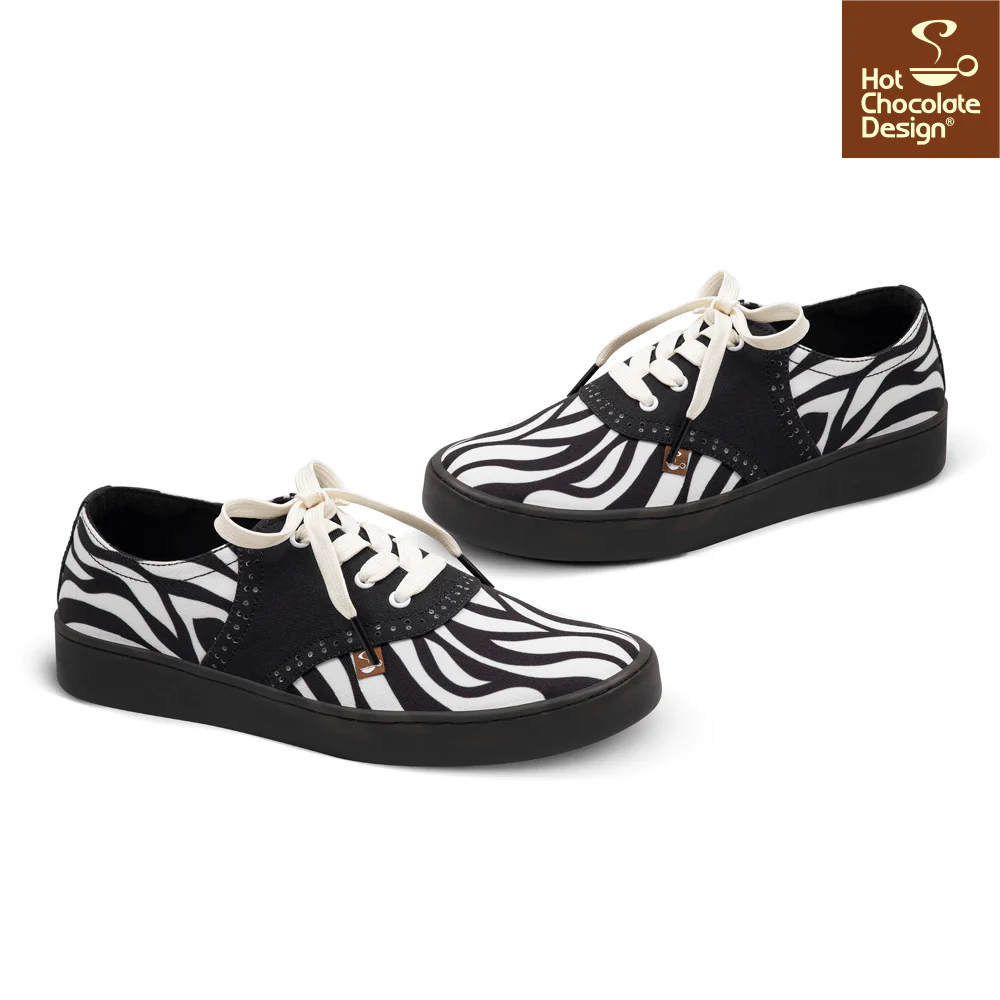 Hot Chocolate Design - Saddle Sneakers - Zebra - Image 4