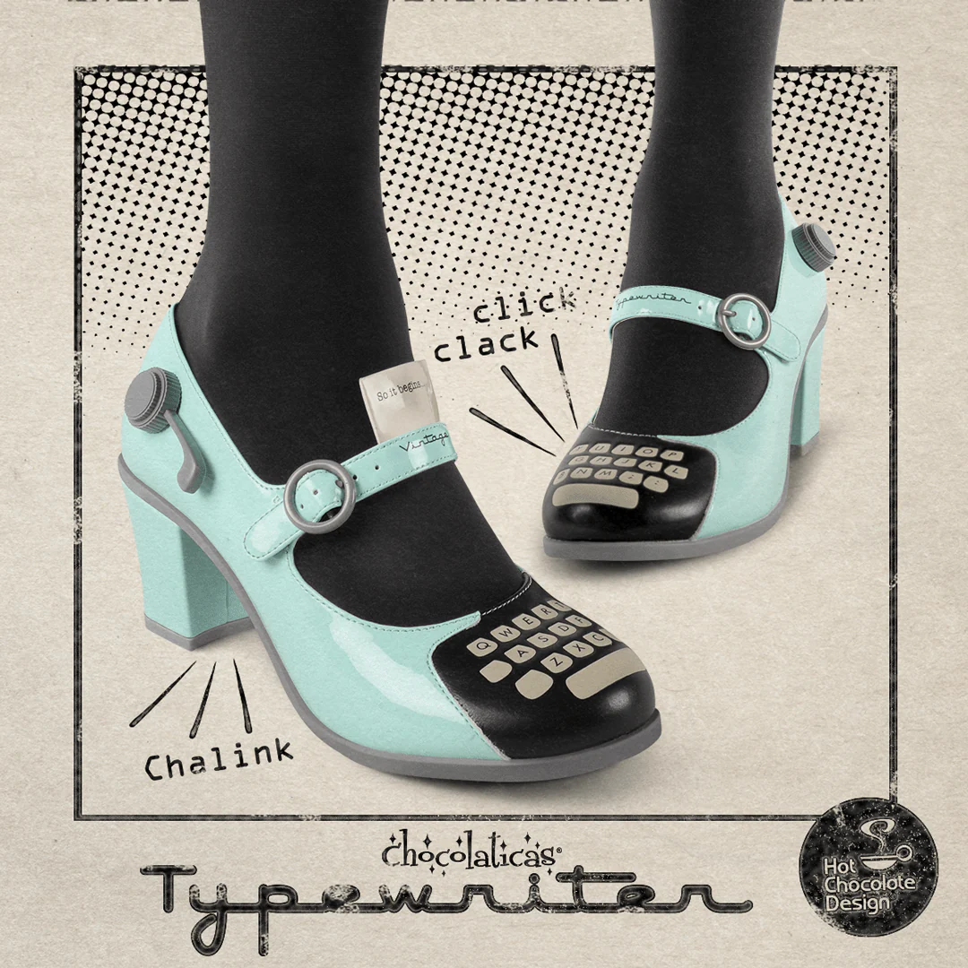 Hot Chocolate Design Typewriter Mid Heel - Image 2