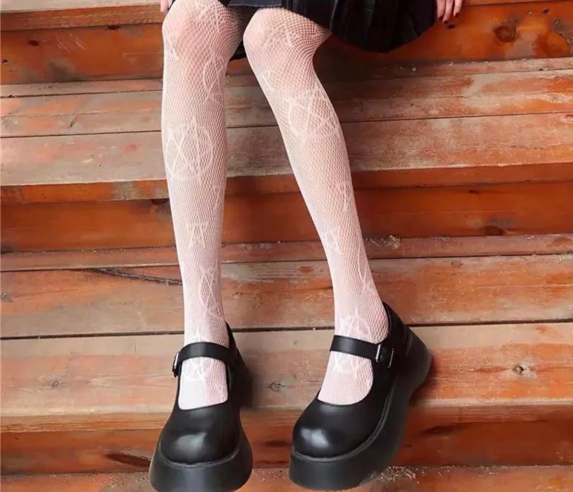 Pentacle Net Tights - White 14