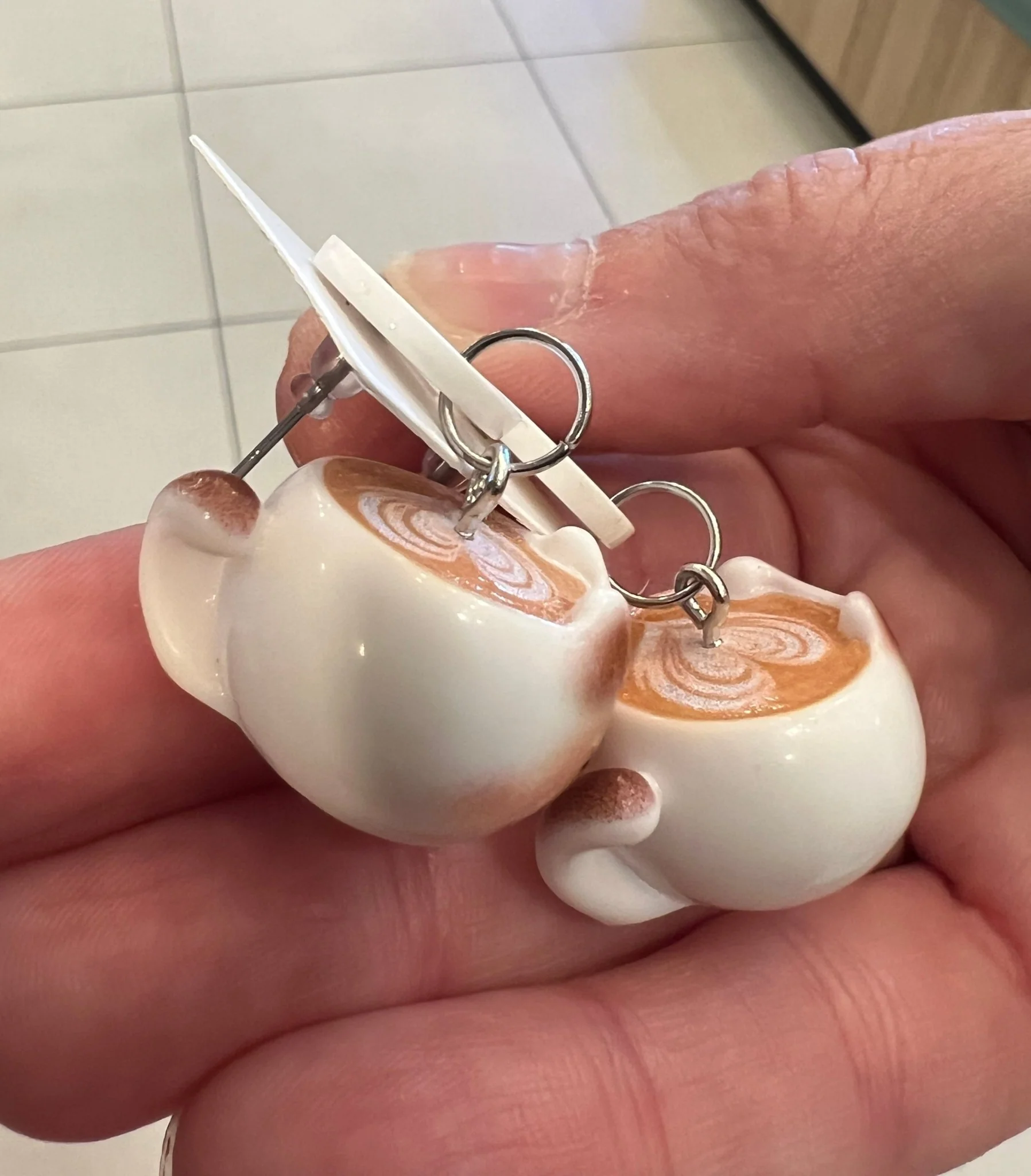 Popping Candy Dangle Earrings - Catuccino Love Heart - Image 2