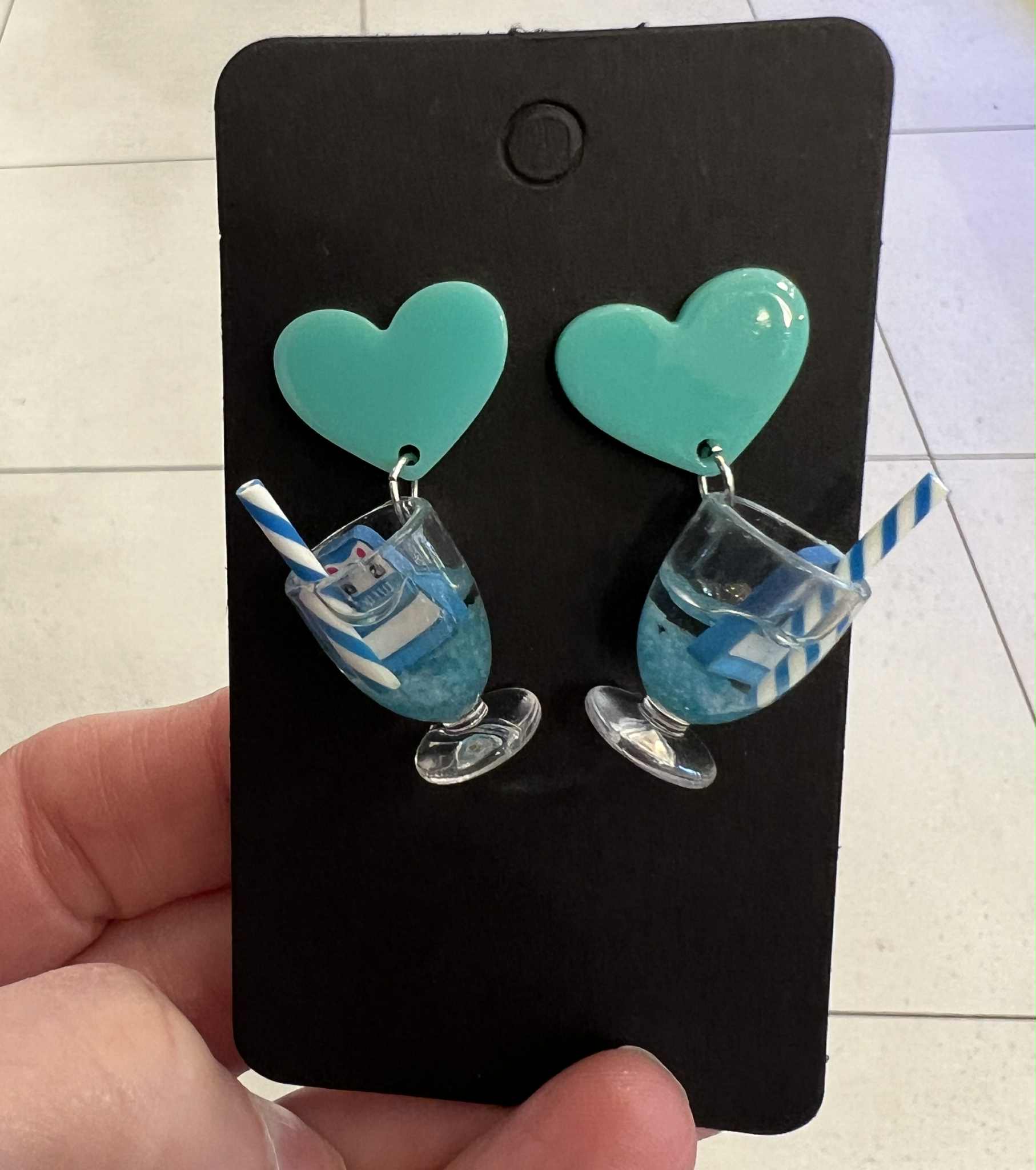 Popping Candy Dangle Earrings - Magic Mocktail Blue Lagoon - Image 3