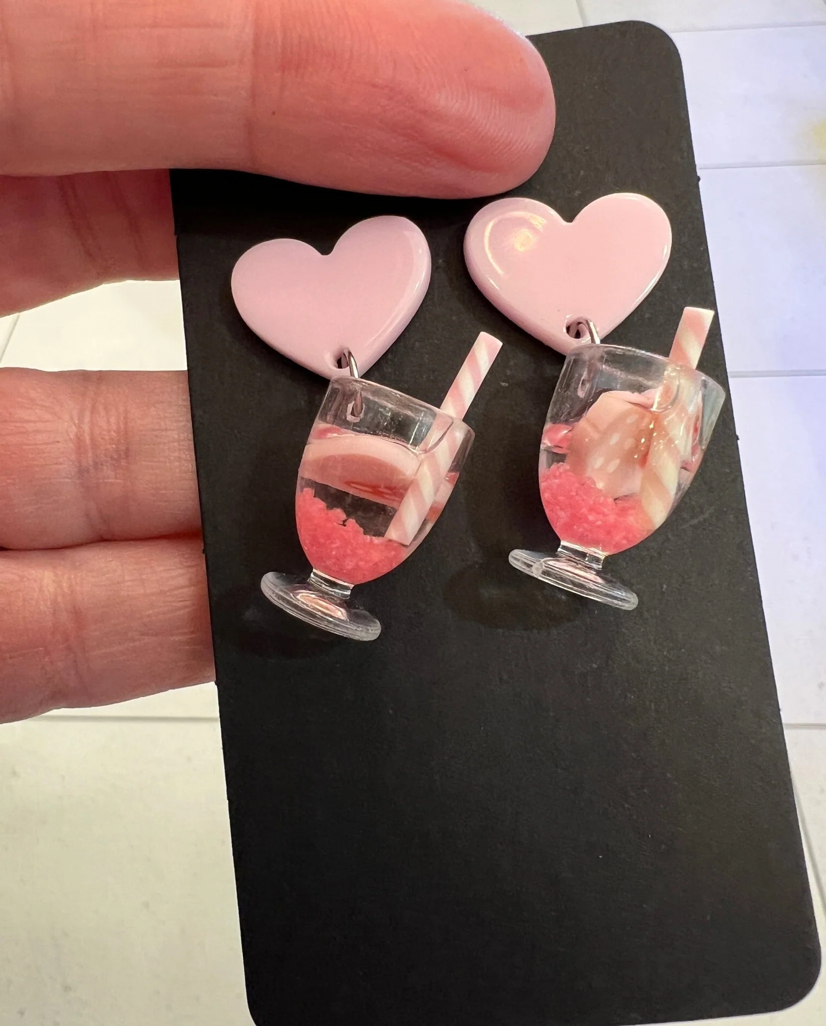 Popping Candy Dangle Earrings - Magic Mocktail Pale Pink Berry - Image 2