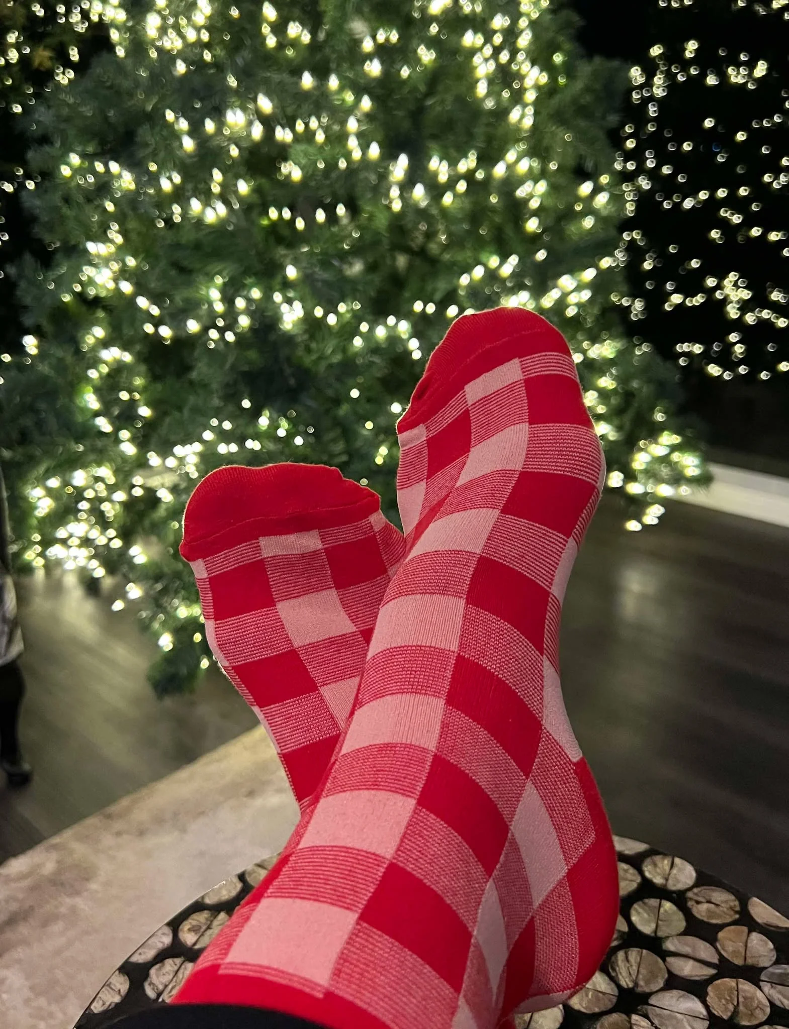 Retro Red Mid Crew Socks - Buffalo Plaid - Image 2