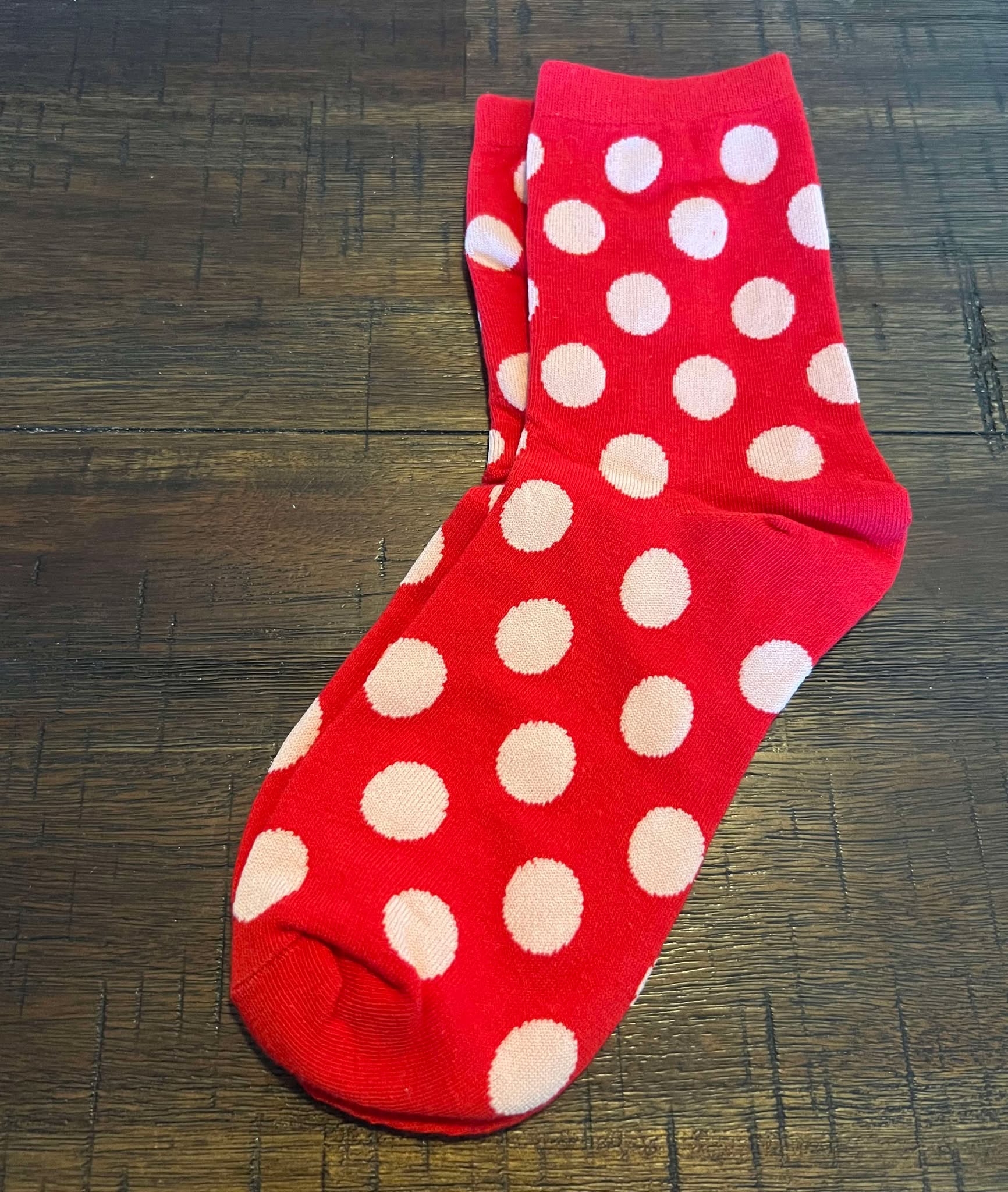 Retro Red Mid Crew Socks - Polka Dot - Image 4
