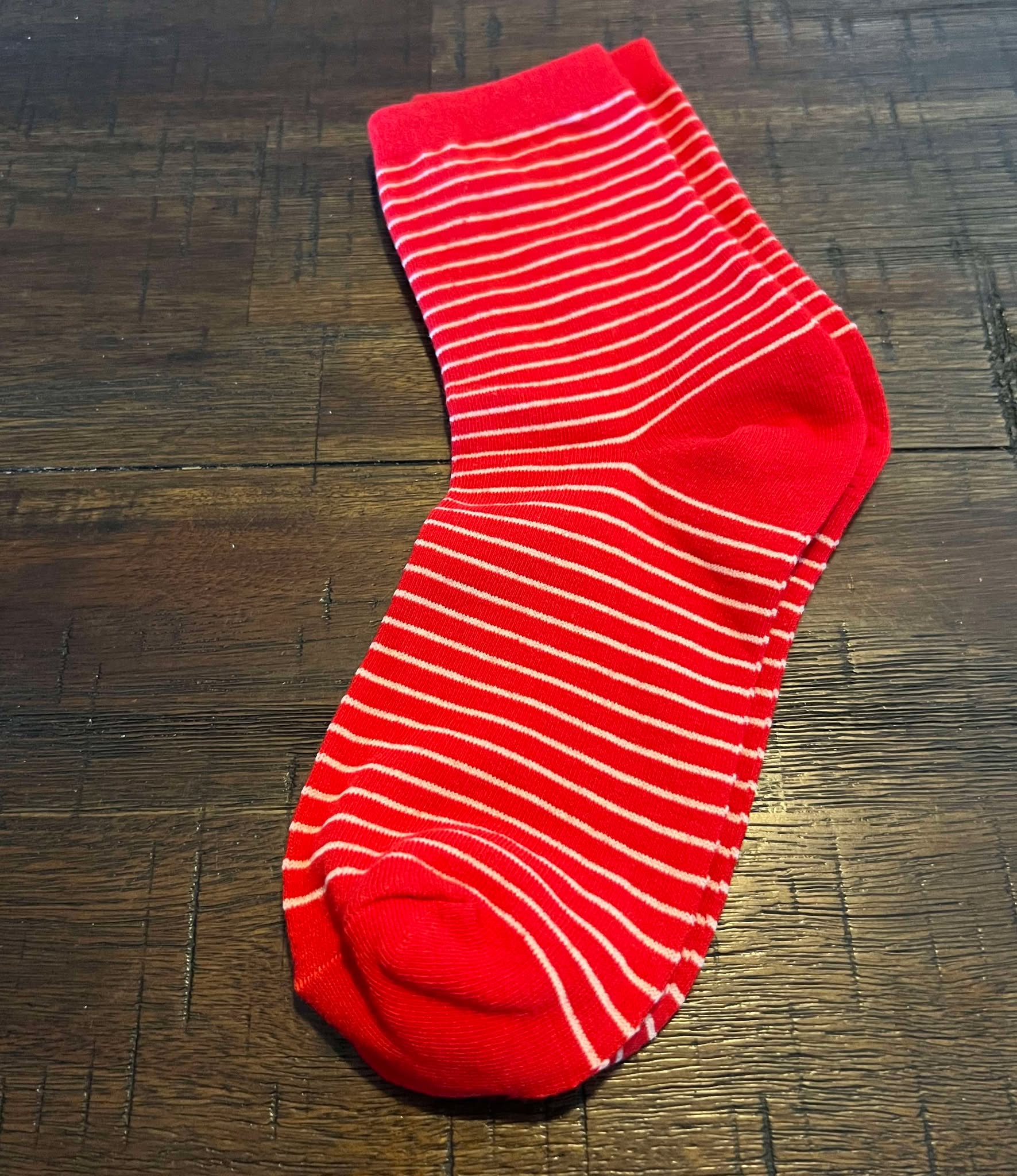 Retro Red Mid Crew Socks - Stripes - Image 5